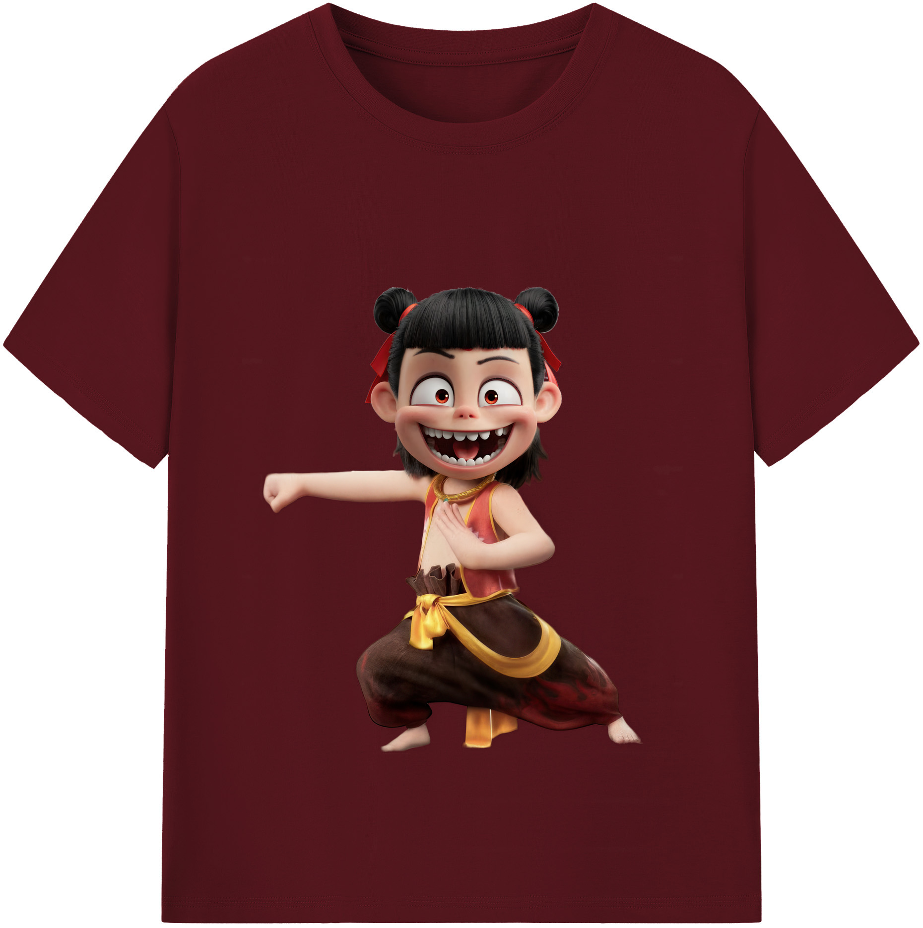 （画像用） Ne Zha 2 ナタ 魔童の大暴れ 綿100％半袖Tシャツ（フロントプリント）